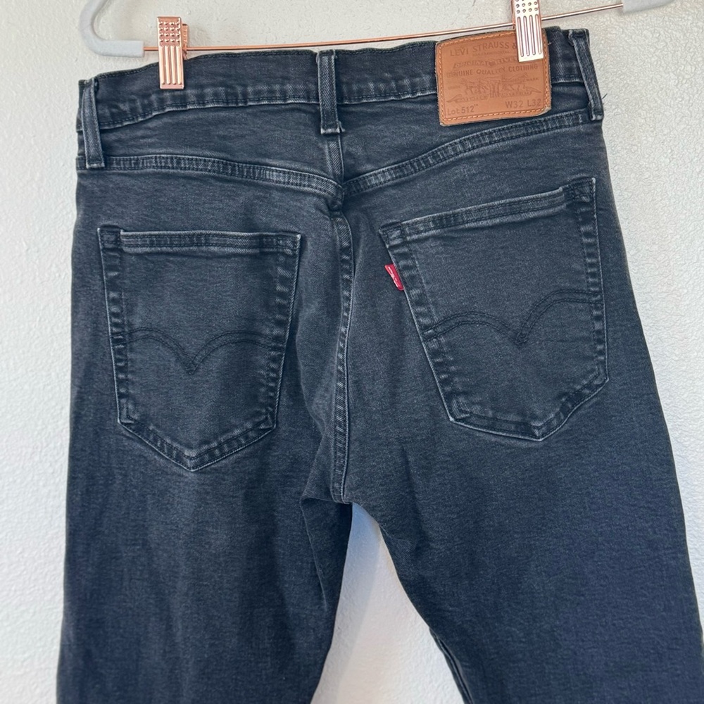 Levis 512 Slim Taper Fit Stretch Jeans Black Gray Size 32 x 32 *Actual 29 Inseam - Picture 5 of 8